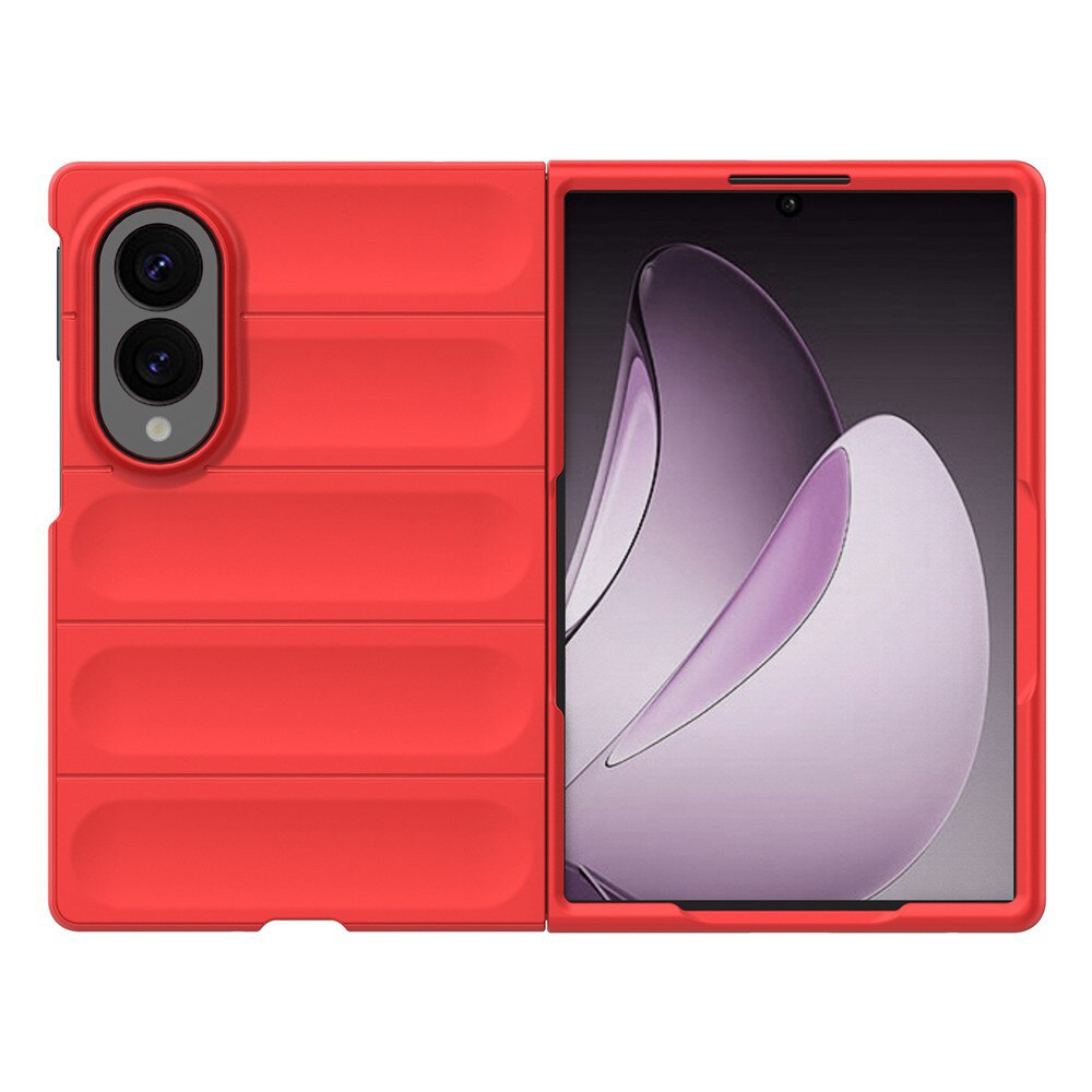 Husa Buffer din Silicon cu Microfibra pentru Samsung Galaxy Z Fold 8, Military-Grade Resistance, Anti-amprente, Flexible TPU, Rosu