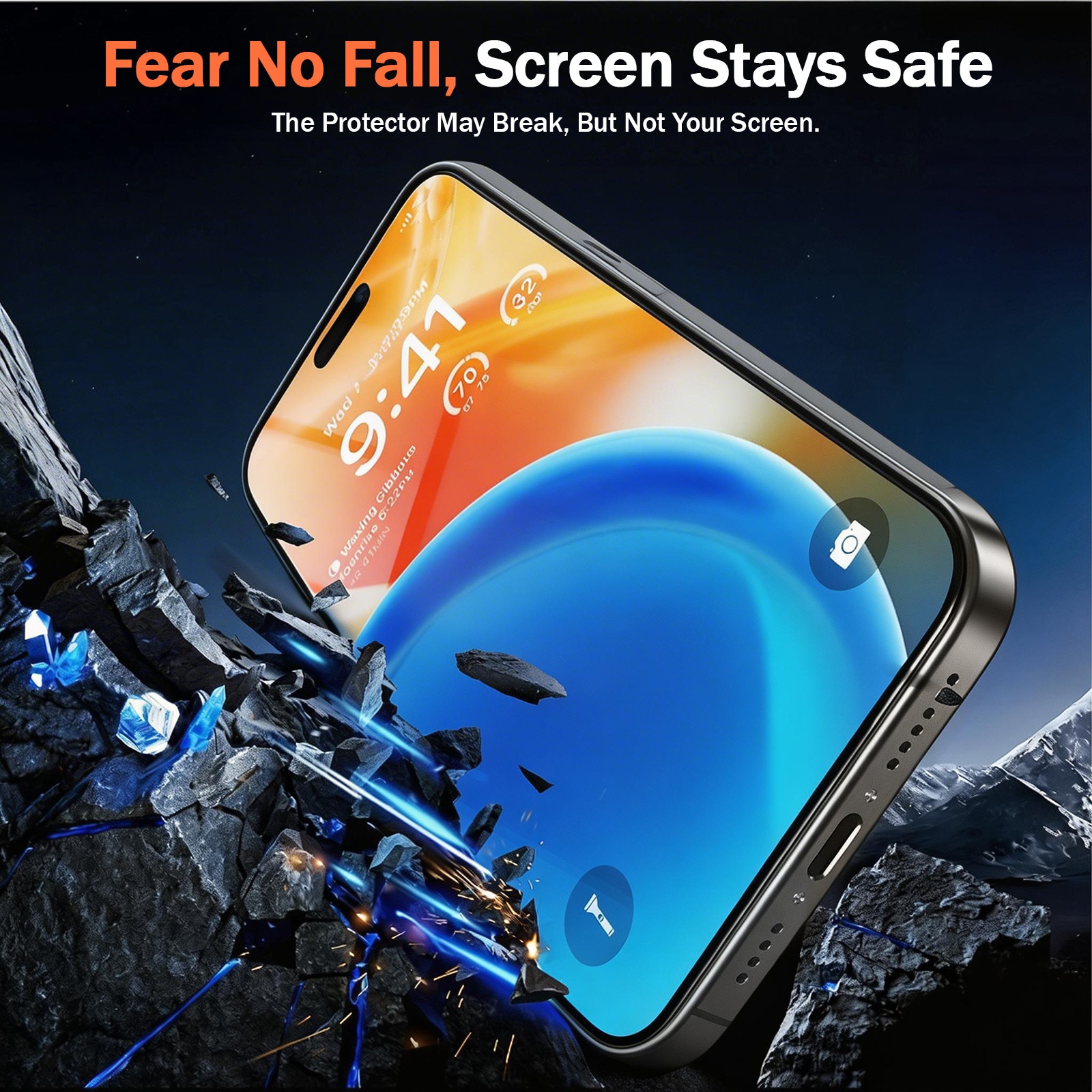 Set de 2 Folii protectie pentru iPhone 18 Pro, Kynetic®, sticla temperata, tehnologie automata de eliminare a prafului, advanced touch sensitivity, acoperire oleofoba, anti-amprente, 6.3 inch, Claritate FullHD