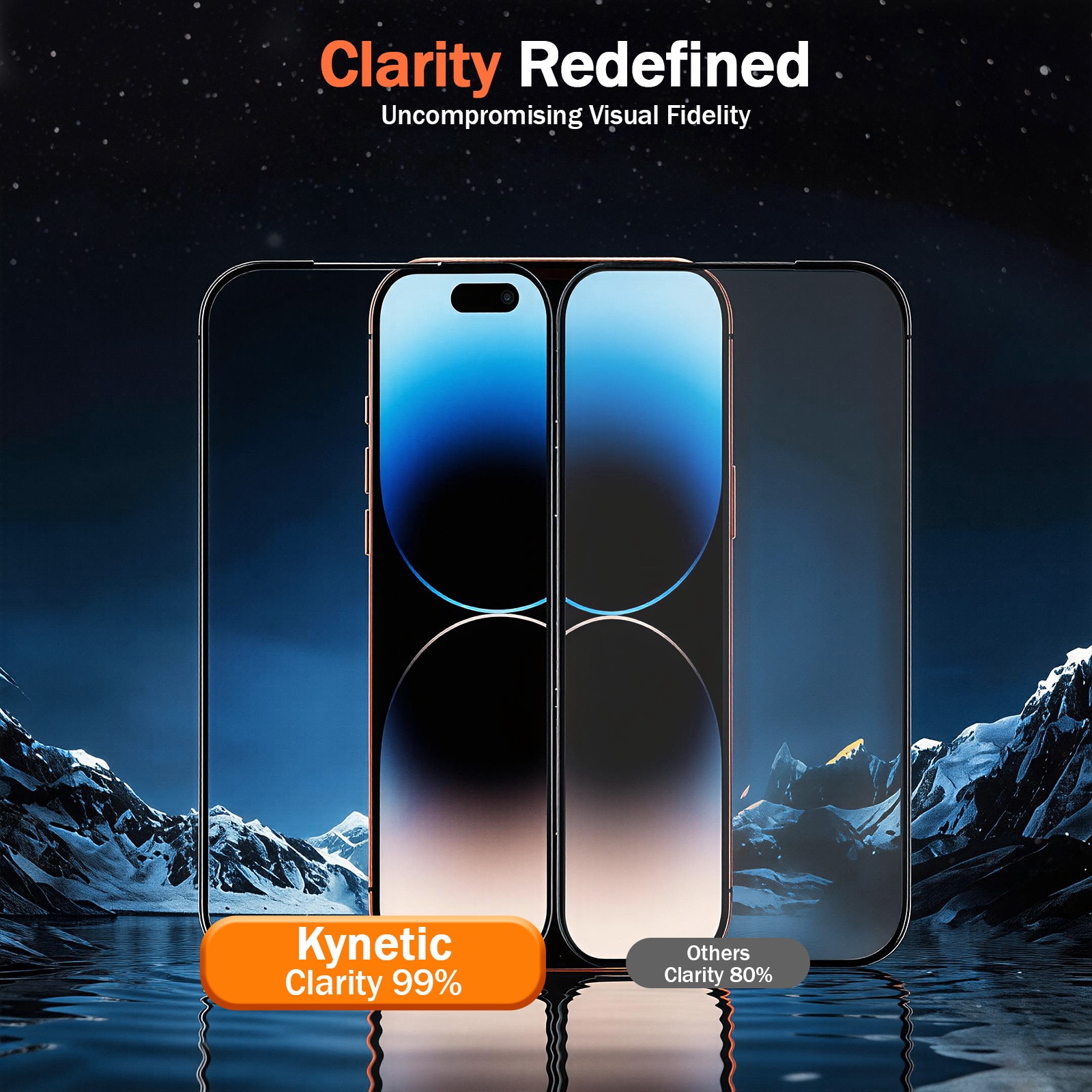 Set de 2 Folii protectie pentru iPhone 18 Pro, Kynetic®, sticla temperata, tehnologie automata de eliminare a prafului, advanced touch sensitivity, acoperire oleofoba, anti-amprente, 6.3 inch, Claritate FullHD