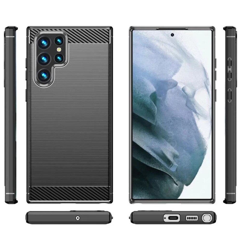 Husa Carbon Fiber Texture, Slim Armor, Brushed TPU compatibila cu Samsung Galaxy S23 Ultra, Negru