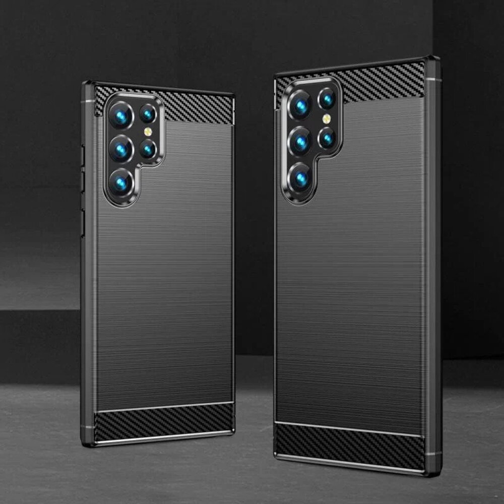 Husa Carbon Fiber Texture, Slim Armor, Brushed TPU compatibila cu Samsung Galaxy S23 Ultra, Negru