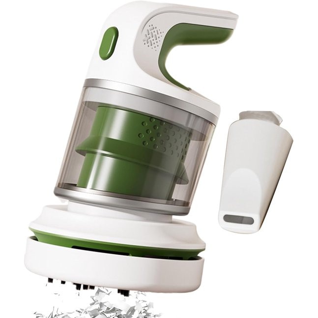 Mini aspirator fara fir K0443-emagCJ-10684, pentru birou si electronice, USB reincarcabil, compact si silentios, alb/verde