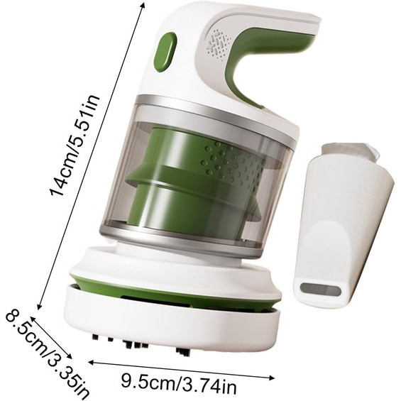 Mini aspirator fara fir K0443-emagCJ-10684, pentru birou si electronice, USB reincarcabil, compact si silentios, alb/verde