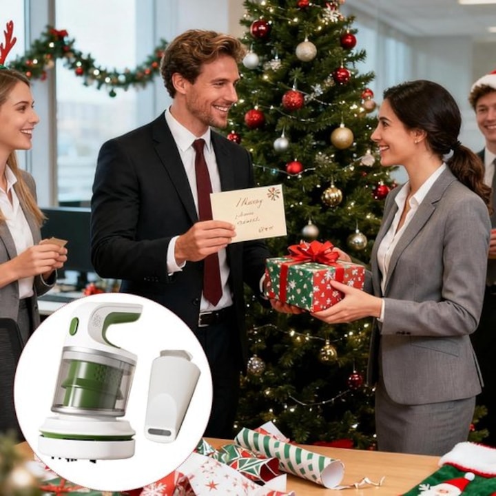 Mini aspirator fara fir K0443-emagCJ-10684, pentru birou si electronice, USB reincarcabil, compact si silentios, alb/verde