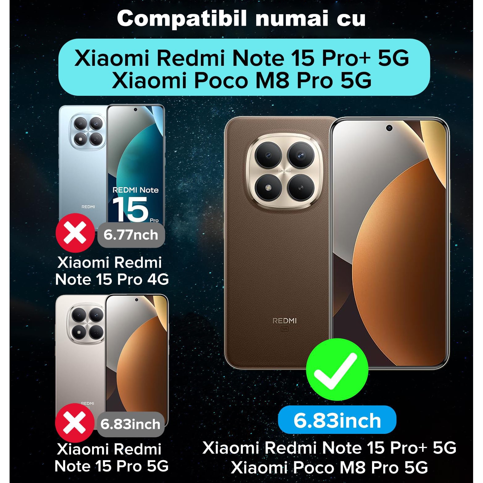 Pachet Husa Telefon Care nu Ingalbeneste + 2 Folii Sticla Compatibila Cu Xiaomi Redmi Note 15 Pro+/Redmi Note 15 Pro Plus 5G/Poco M8 Pro 5G, MOGU Set Protectie 360, Carcasa Subtire de TPU Flexibil, Rezistent la Socuri, Husa Subtire si Transparenta