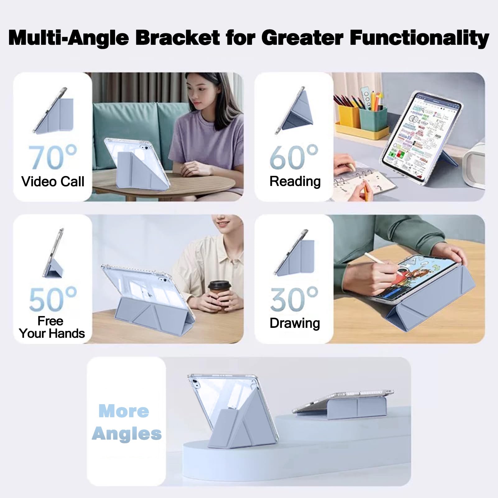 Husa tableta, pentru Honor Pad X8a 11 Inch, Triple Fold in forma de Y Design, Multi unghi, Capac de piele pentru tablete cu slot pentru stilou, Trezire automata / somn，Cartofi violet