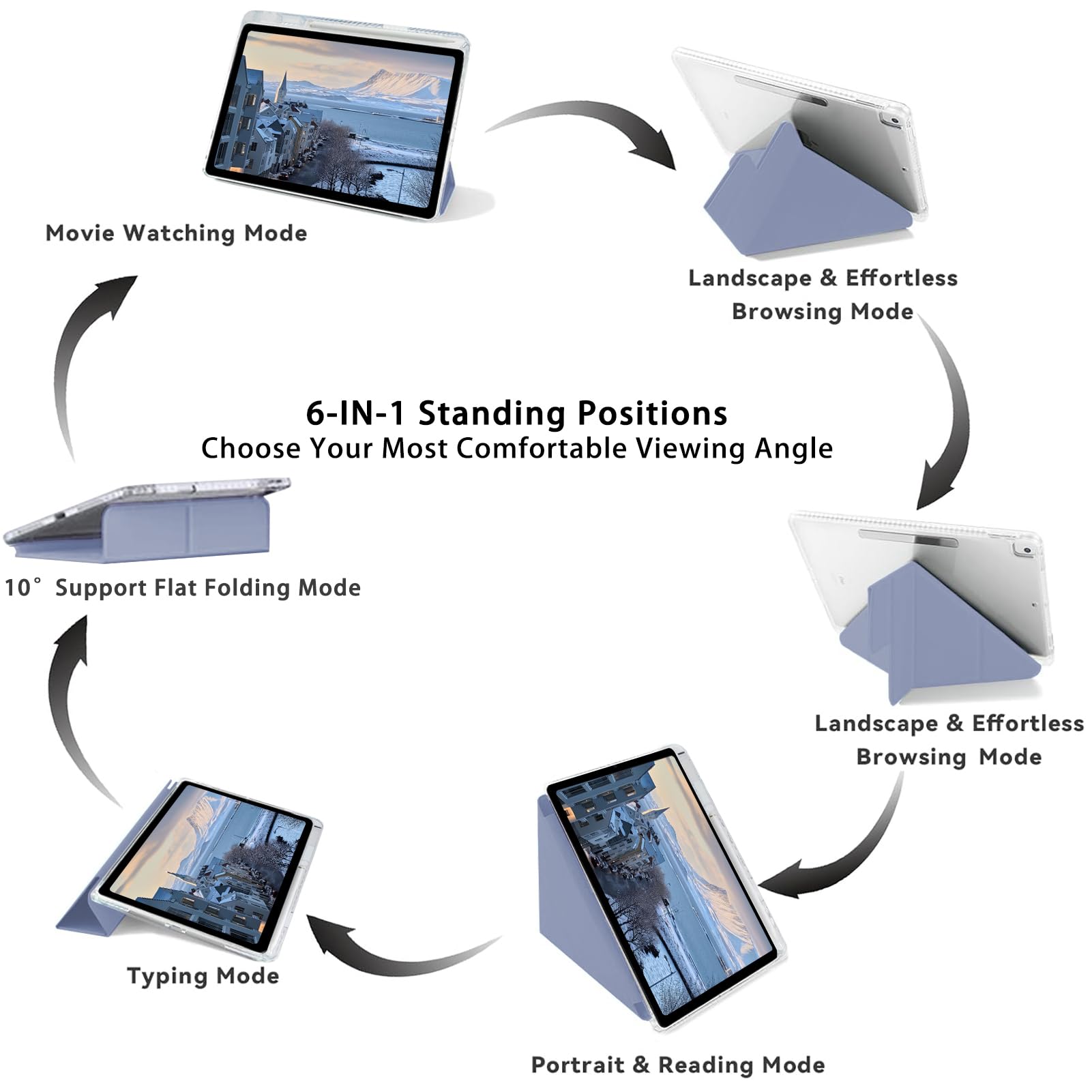 Husa tableta, pentru Honor Pad X8a 11 Inch, Triple Fold in forma de Y Design, Multi unghi, Capac de piele pentru tablete cu slot pentru stilou, Trezire automata / somn，Cartofi violet