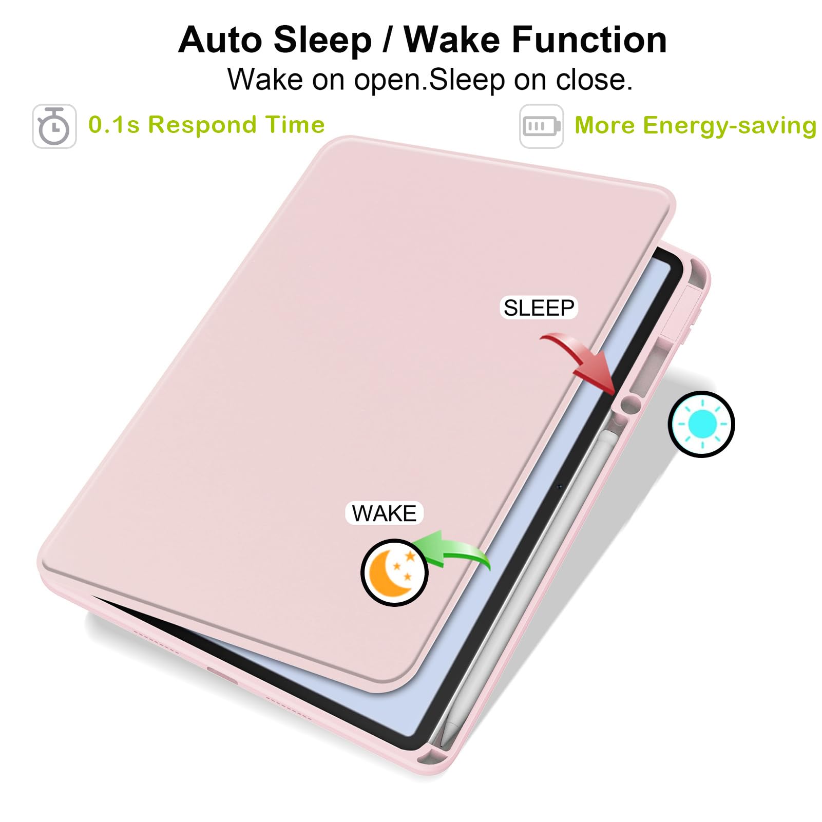 Husa tableta, pentru Honor Pad X9a 11.5 Inch, Casa de protectie pentru tablete cu slot pentru stilou, acrilic 360 ° design rotativ, trezire automata / somn, Roz transparent