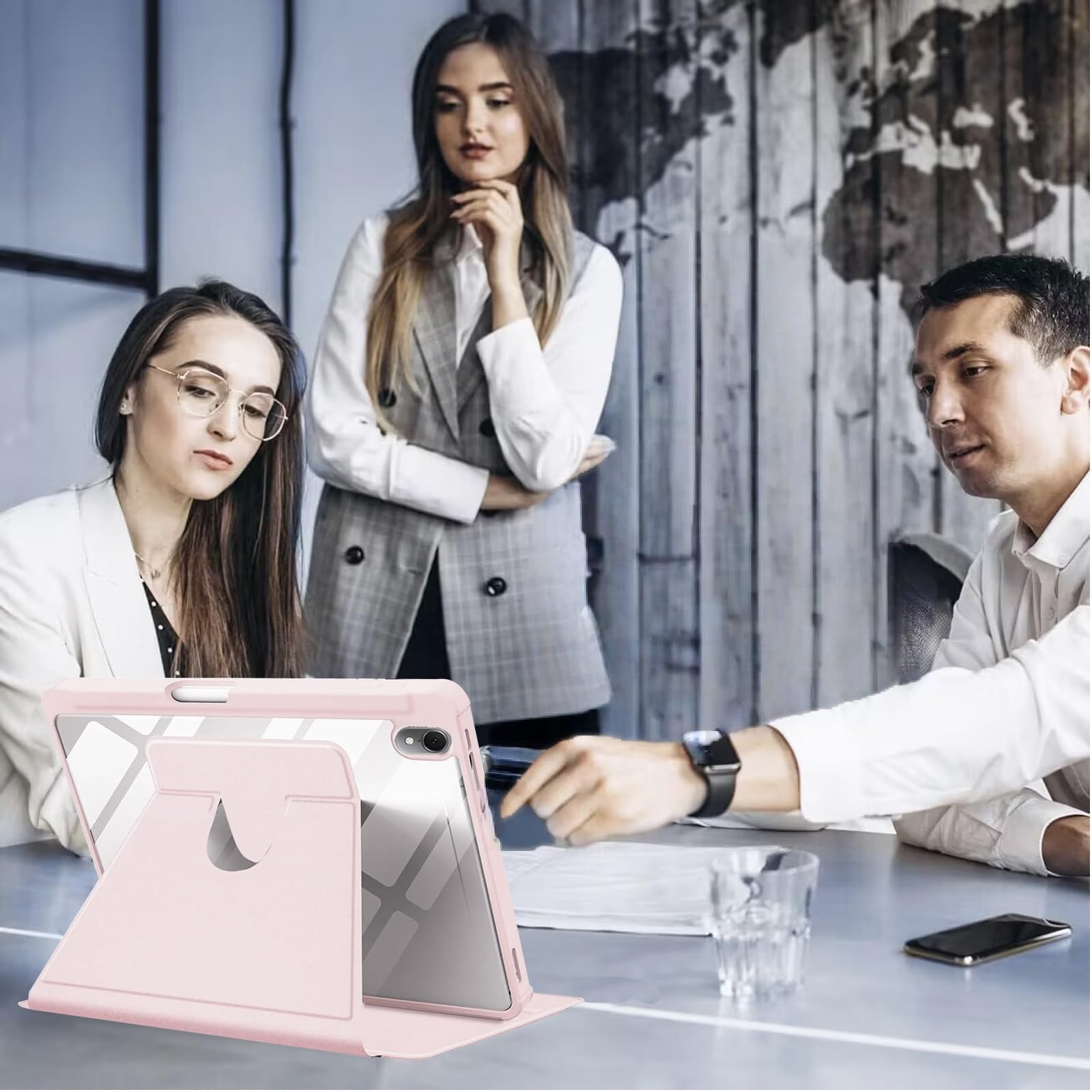 Husa tableta, pentru Honor Pad X9a 11.5 Inch, Casa de protectie pentru tablete cu slot pentru stilou, acrilic 360 ° design rotativ, trezire automata / somn, Roz transparent