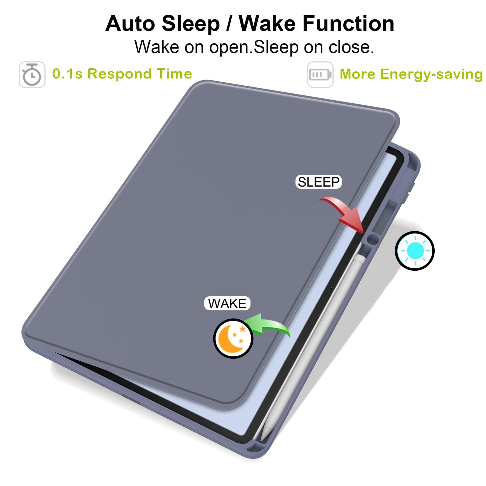 Husa tableta, pentru Honor Pad X8a 11 Inch, Casa de protectie pentru tablete cu slot pentru stilou, acrilic 360 ° design rotativ, trezire automata / somn, Cenusa violeta