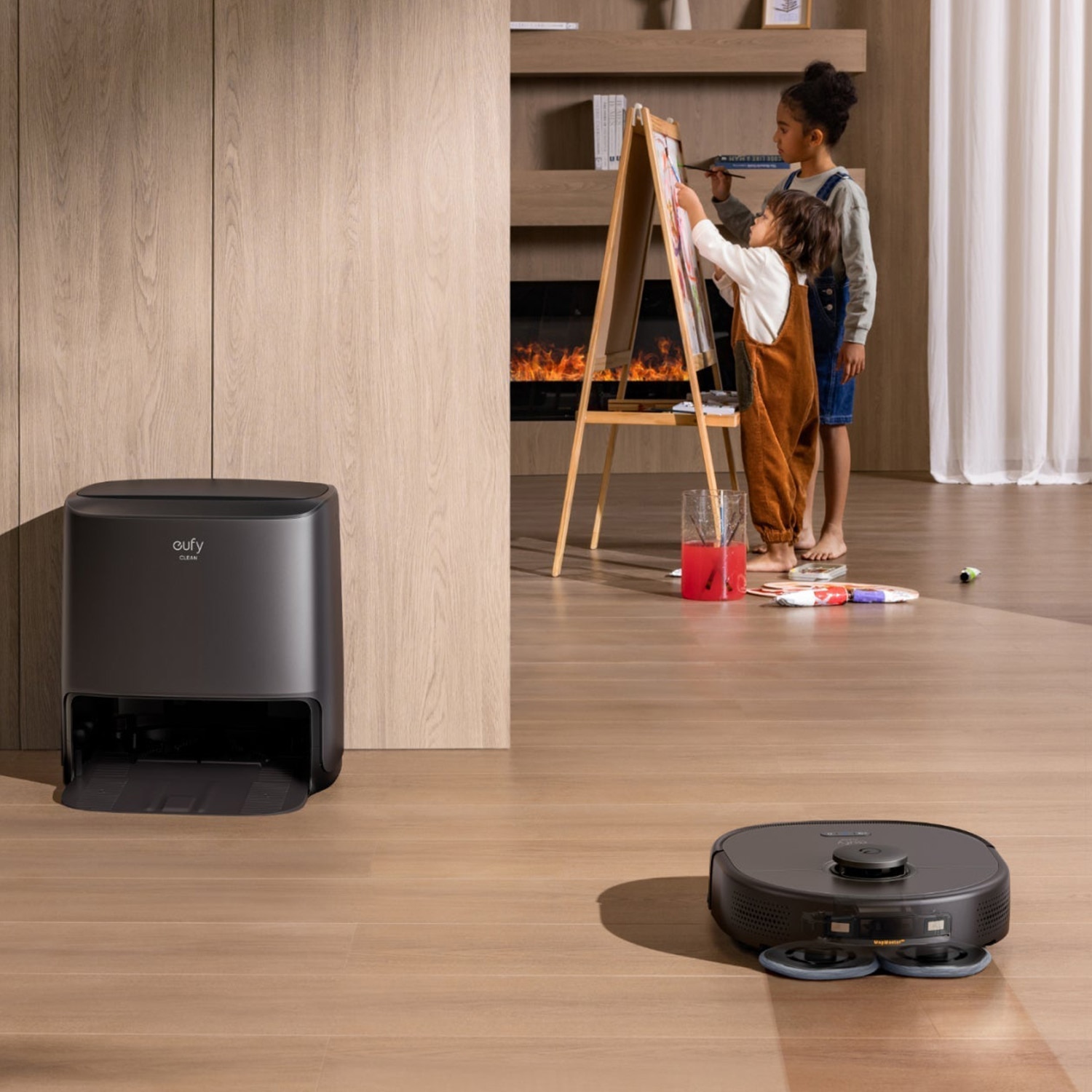 Robot aspirator eufy Clean X9 Pro cu mop si statie de curatare, putere de aspirare 5.500 Pa, 2 mopuri rotativi, curatare si uscare automata a mopului la 40°, detectarea obstacolelor AI