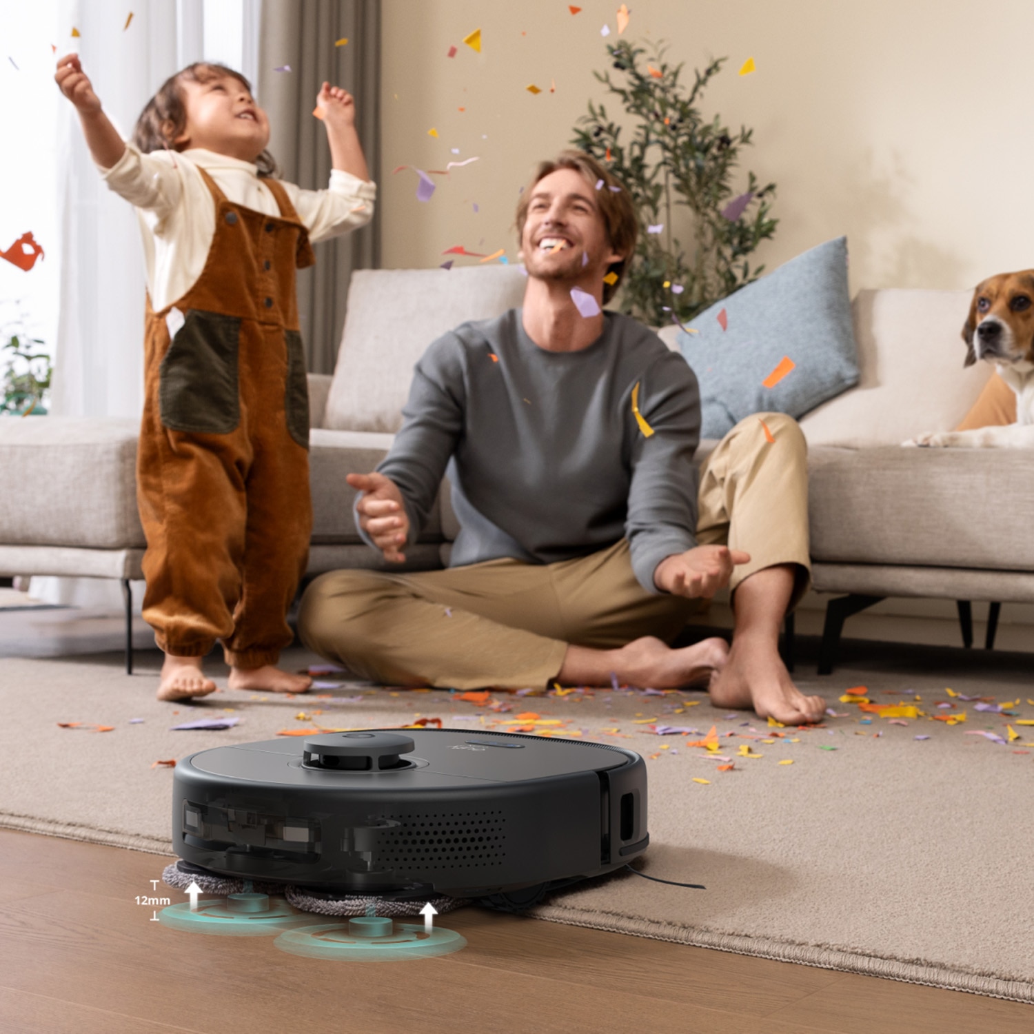 Robot aspirator eufy Clean X9 Pro cu mop si statie de curatare, putere de aspirare 5.500 Pa, 2 mopuri rotativi, curatare si uscare automata a mopului la 40°, detectarea obstacolelor AI
