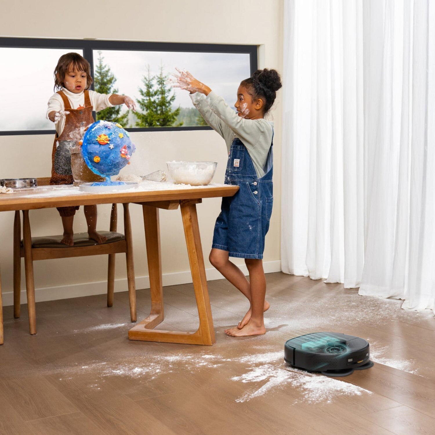 Robot aspirator eufy Clean X9 Pro cu mop si statie de curatare, putere de aspirare 5.500 Pa, 2 mopuri rotativi, curatare si uscare automata a mopului la 40°, detectarea obstacolelor AI