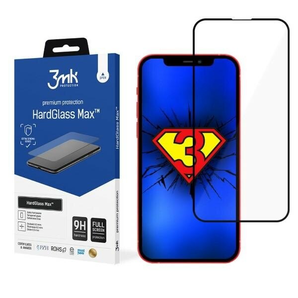 Folie protectie telefon, 3MK, Compatibila cu iPhone 13 Pro Max/14 Plus, Sticla, Transparent/Negru