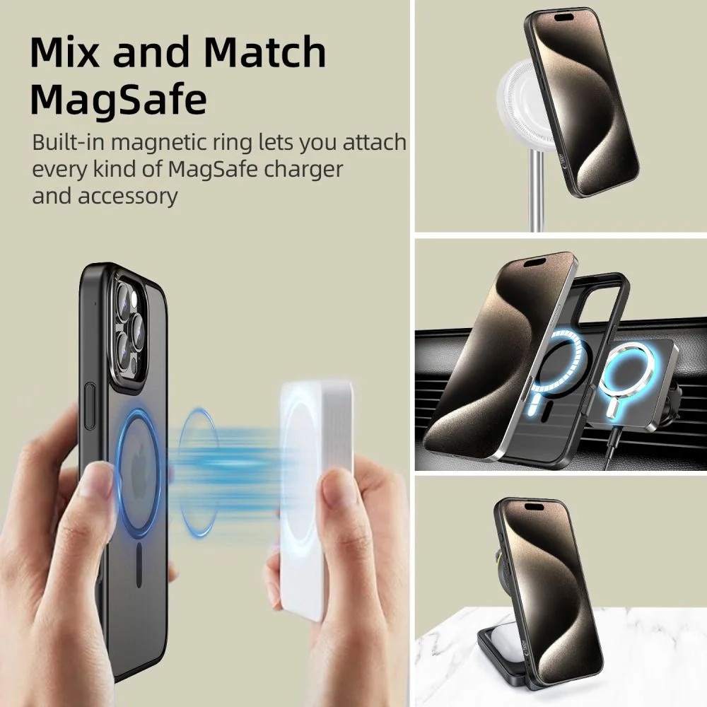 Carcasa TECH-PROTECT MagEdge MagSafe compatibila cu iPhone 16 Pro Matte Black/Gunmetal