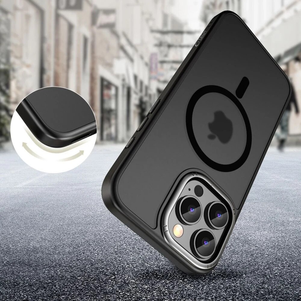 Carcasa TECH-PROTECT MagEdge MagSafe compatibila cu iPhone 16 Pro Matte Black/Gunmetal