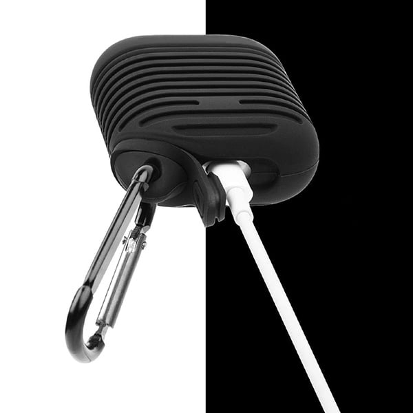 Husa de protectie din silicon pentru Apple AirPods 2, Carlig prindere, Mint