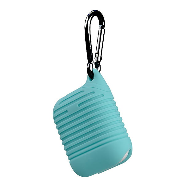 Husa de protectie din silicon pentru Apple AirPods 2, Carlig prindere, Mint