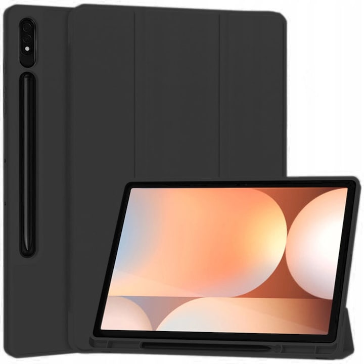 Etui Smart Case Strado pentru Samsung Galaxy Tab S10 Plus, negru, 12.4"