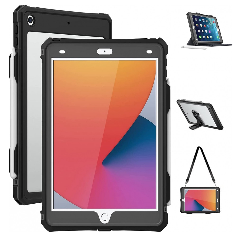 Husa Protectie Compatibila cu Waterproof IP68, ShellBox, iPad 10.2" (2019 / 2020 / 2021) - Black
