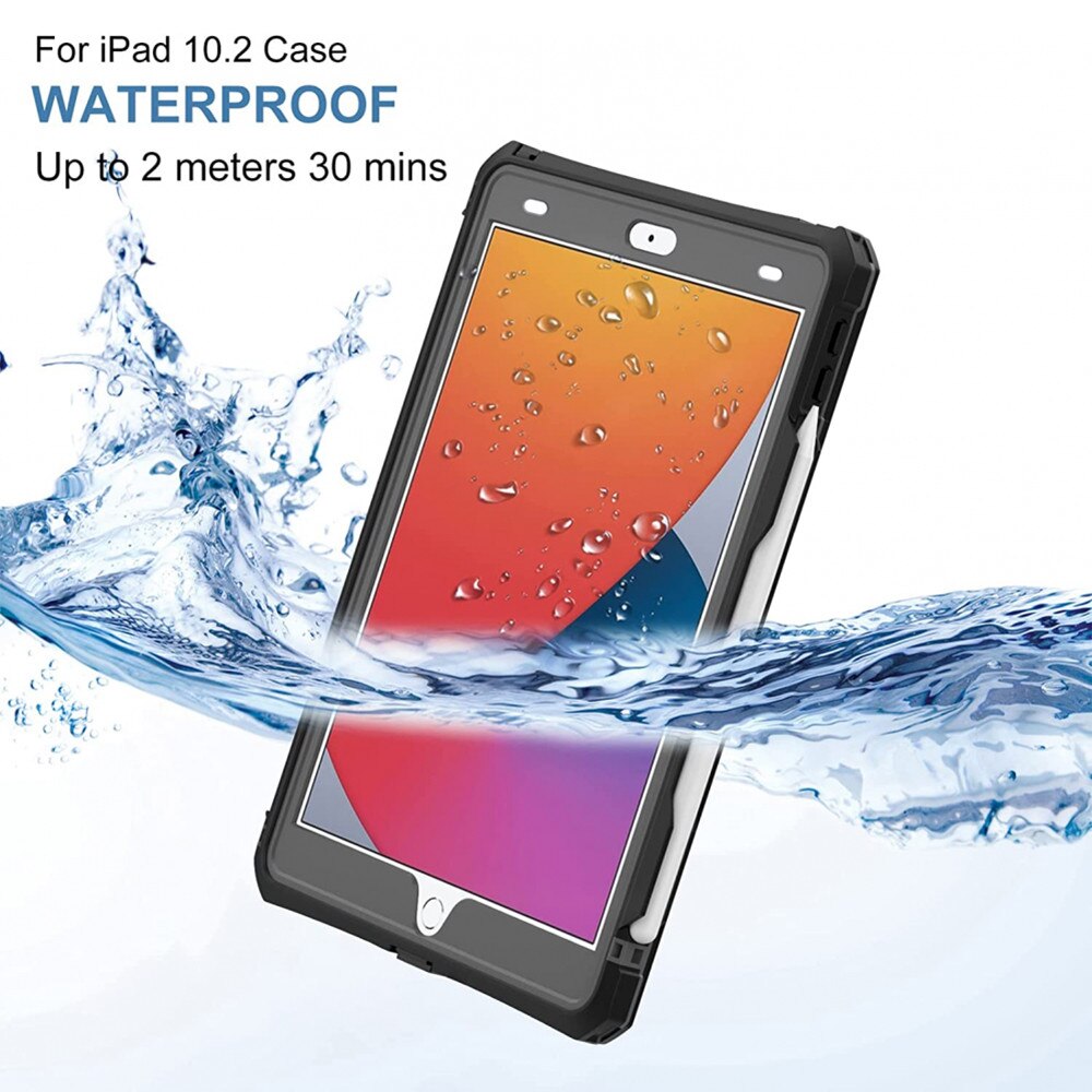Husa Protectie Compatibila cu Waterproof IP68, ShellBox, iPad 10.2" (2019 / 2020 / 2021) - Black