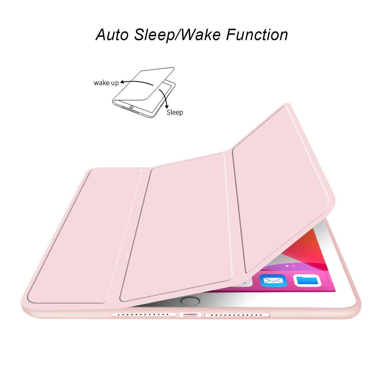 Husa tableta, pentru Honor Pad X8 10.1 Inch, Trezire automata / somn, atingere confortabila a pielii, capac de protectie subtire tripla cu TPU moale inapoi, Light Pink