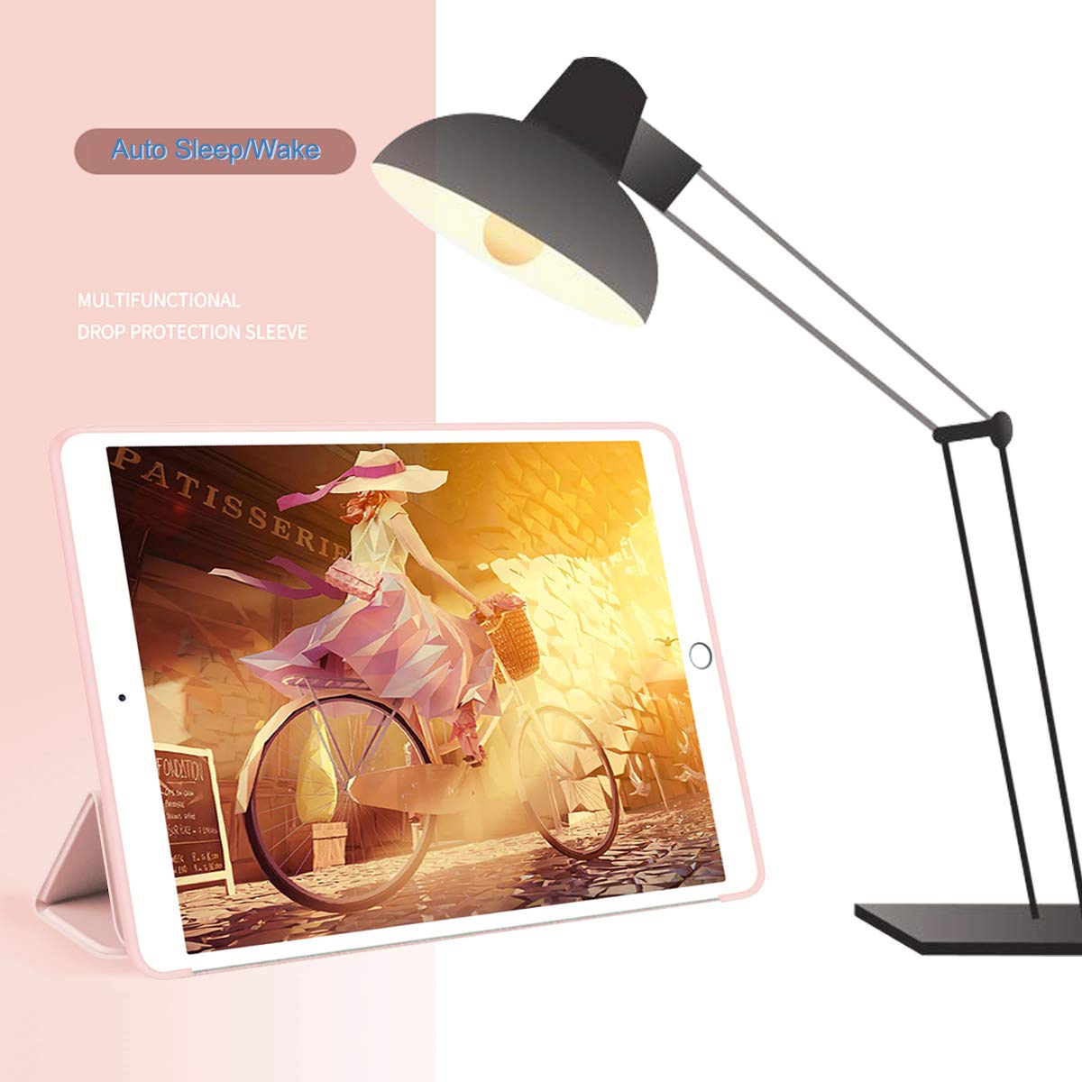 Husa tableta, pentru Honor Pad X8 10.1 Inch, Trezire automata / somn, atingere confortabila a pielii, capac de protectie subtire tripla cu TPU moale inapoi, Light Pink