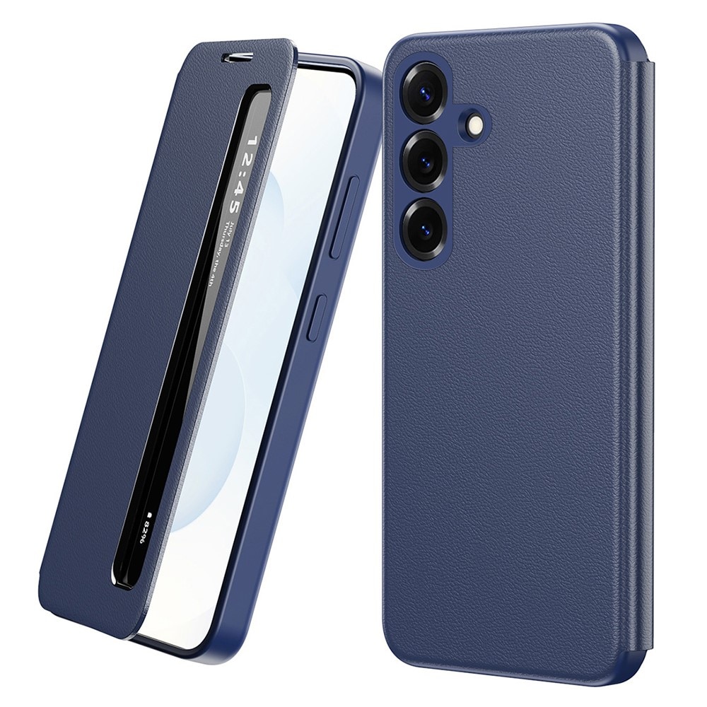 Husa pentru Samsung Galaxy S26 Plus Smart View din piele, Raspuns apel fara deschidere, Protectie 360°, Inchidere Magnetica, Protectie Sporita, Albastru