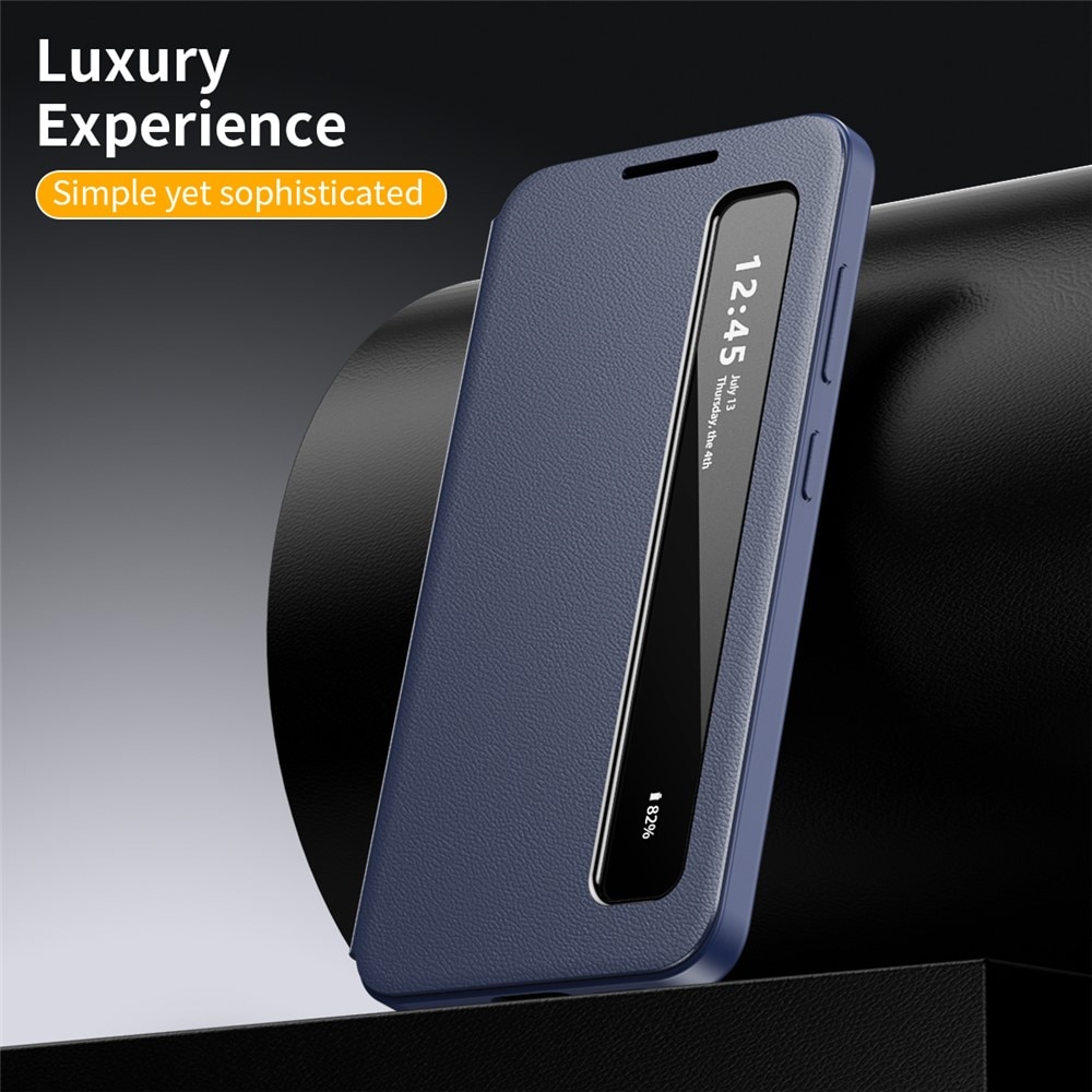Husa pentru Samsung Galaxy S26 Plus Smart View din piele, Raspuns apel fara deschidere, Protectie 360°, Inchidere Magnetica, Protectie Sporita, Albastru