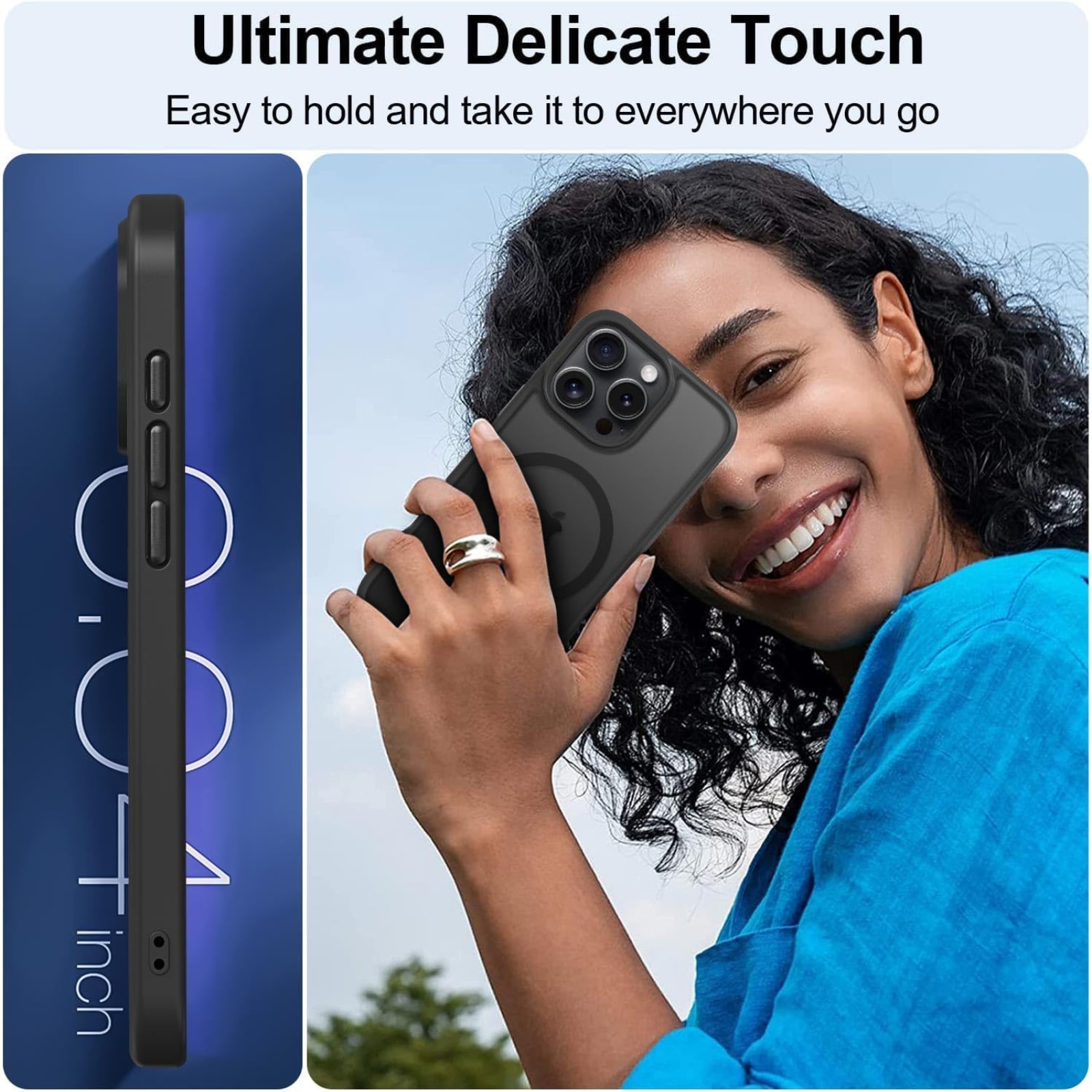 Husa pentru iPhone 16, MagSafe, Drop Resistant Shockproof, Matte Skin Black