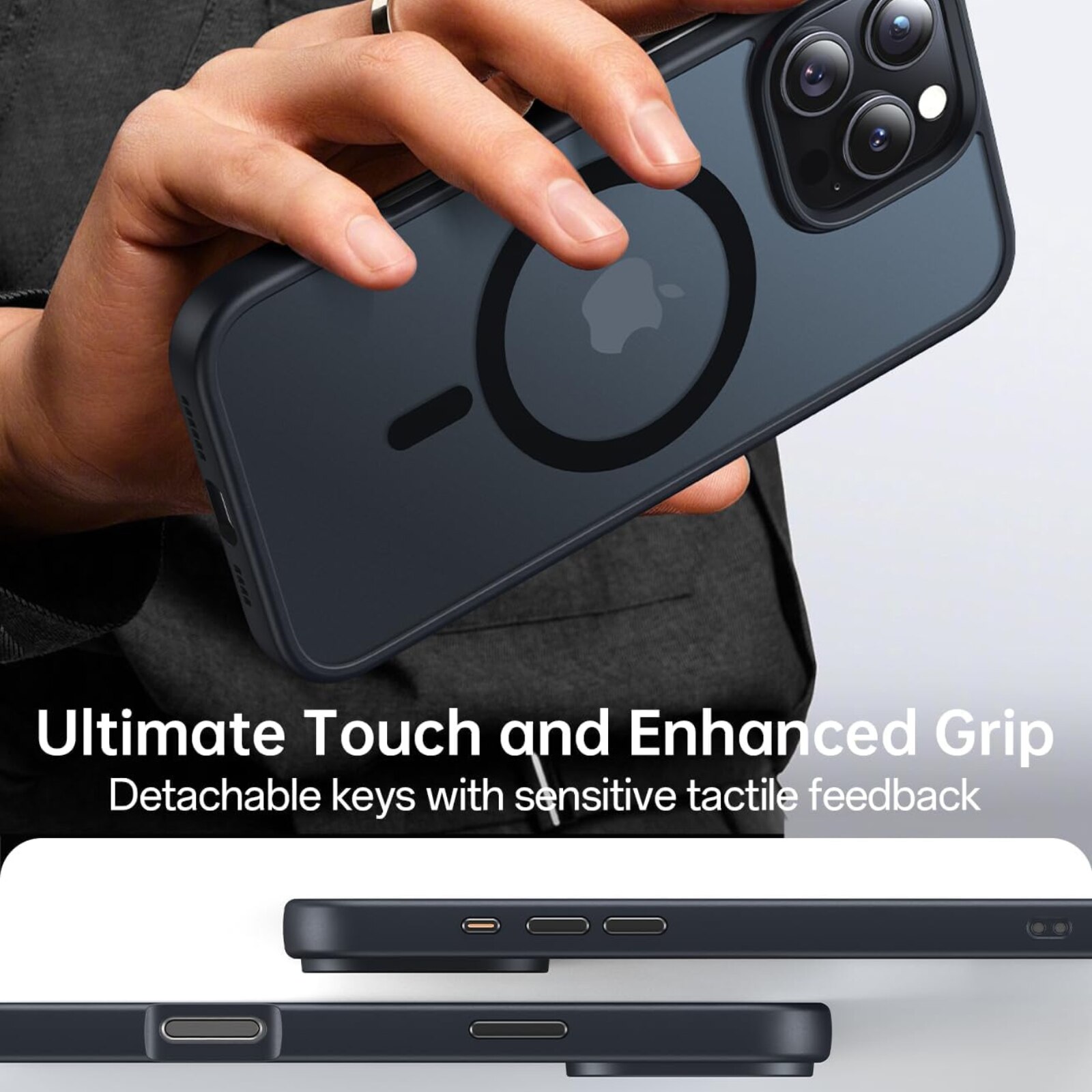 Husa pentru iPhone 16, MagSafe, Drop Resistant Shockproof, Matte Skin Black