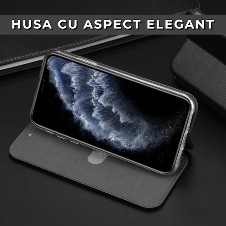 Husa Daden® Tip Carte Pentru Xiaomi Redmi 13C, Suport card, Functie de Stand si Inchidere Magnetica, Protectie Sporita, Rosu