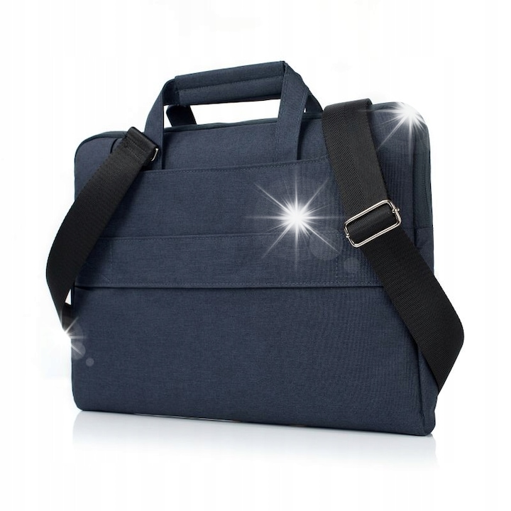 Torba pentru laptop 15-16 inch, denim, impermeabila, albastru inchis, dimensiuni externe 39x28,5cm
