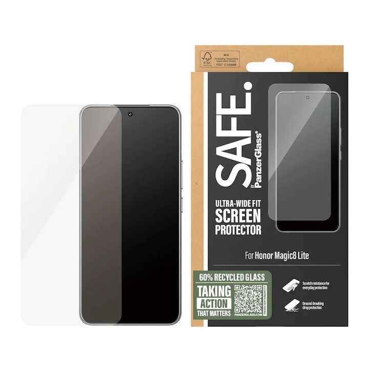 Protector de sticlă Safe pentru Honor Magic 8 Lite, UWF, Transparent