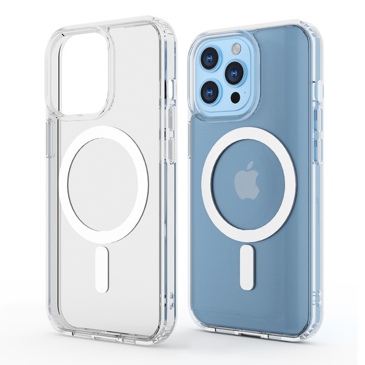 Husa telefon, pentru iPhone 15 Pro Max Anti-ingalbenire si anti-zgarietura, Alb transparent