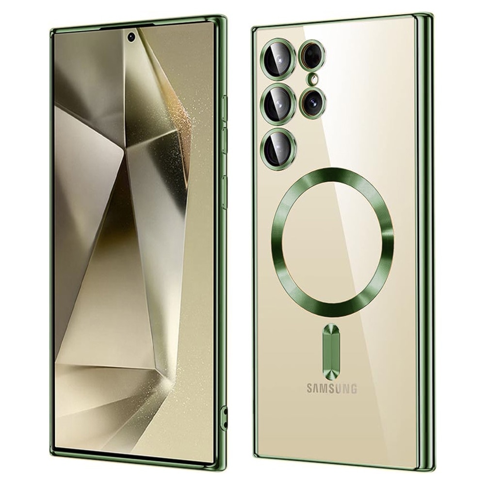 Husa compatibila cu Samsung Galaxy S26 Ultra, ALC MOBILE, pentru telefon mobil cu protectie pentru camera, Tehnologie MagSafe, rezistenta la socuri, contur Verde