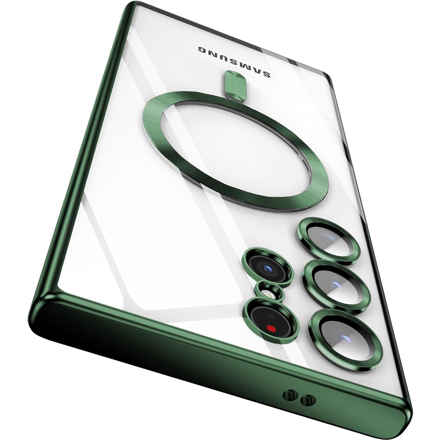 Husa compatibila cu Samsung Galaxy S26 Ultra, ALC MOBILE, pentru telefon mobil cu protectie pentru camera, Tehnologie MagSafe, rezistenta la socuri, contur Verde