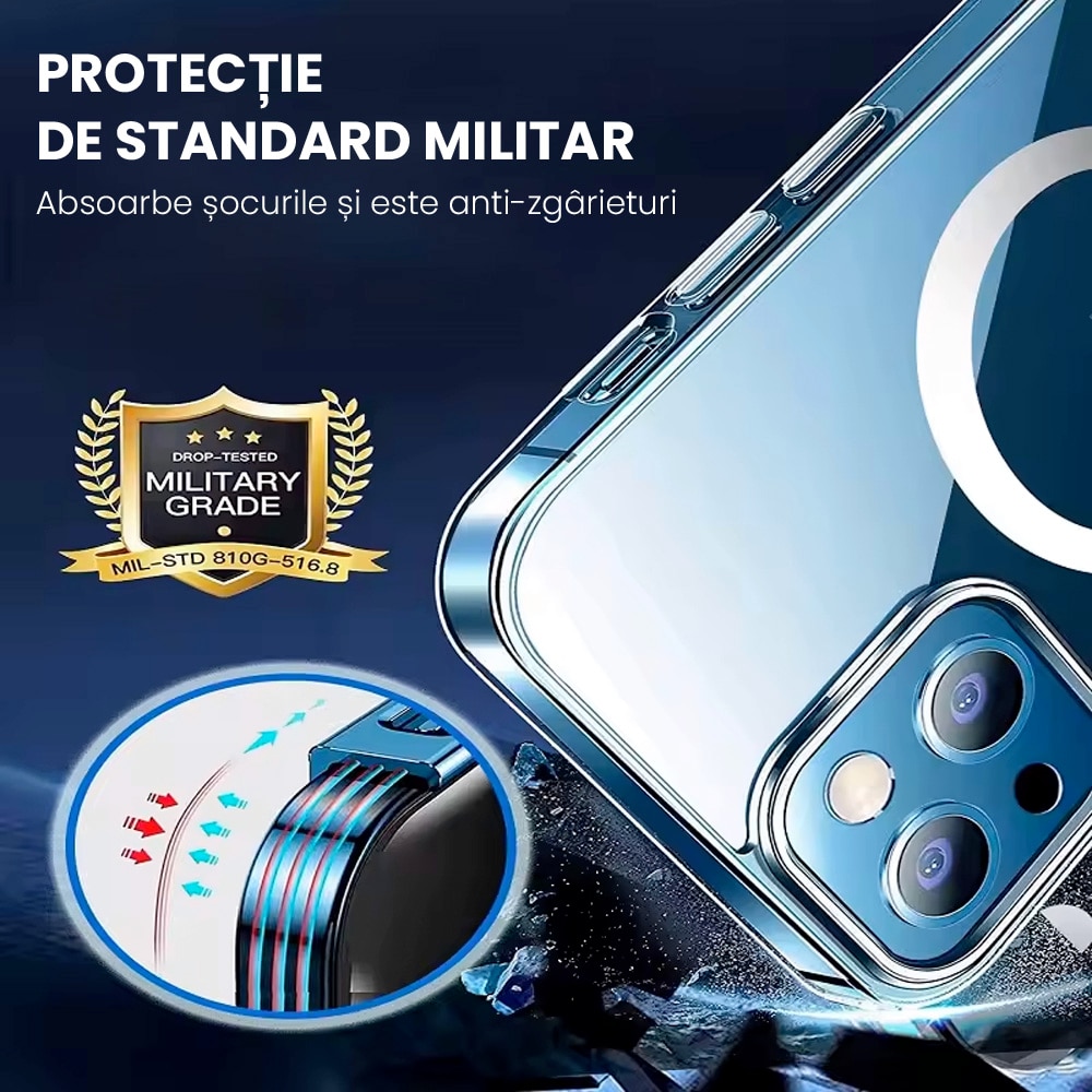 Husa de protectie pentru Iphone 13 Pro, Clear Case with Magsafe, Hybrid, Antisoc