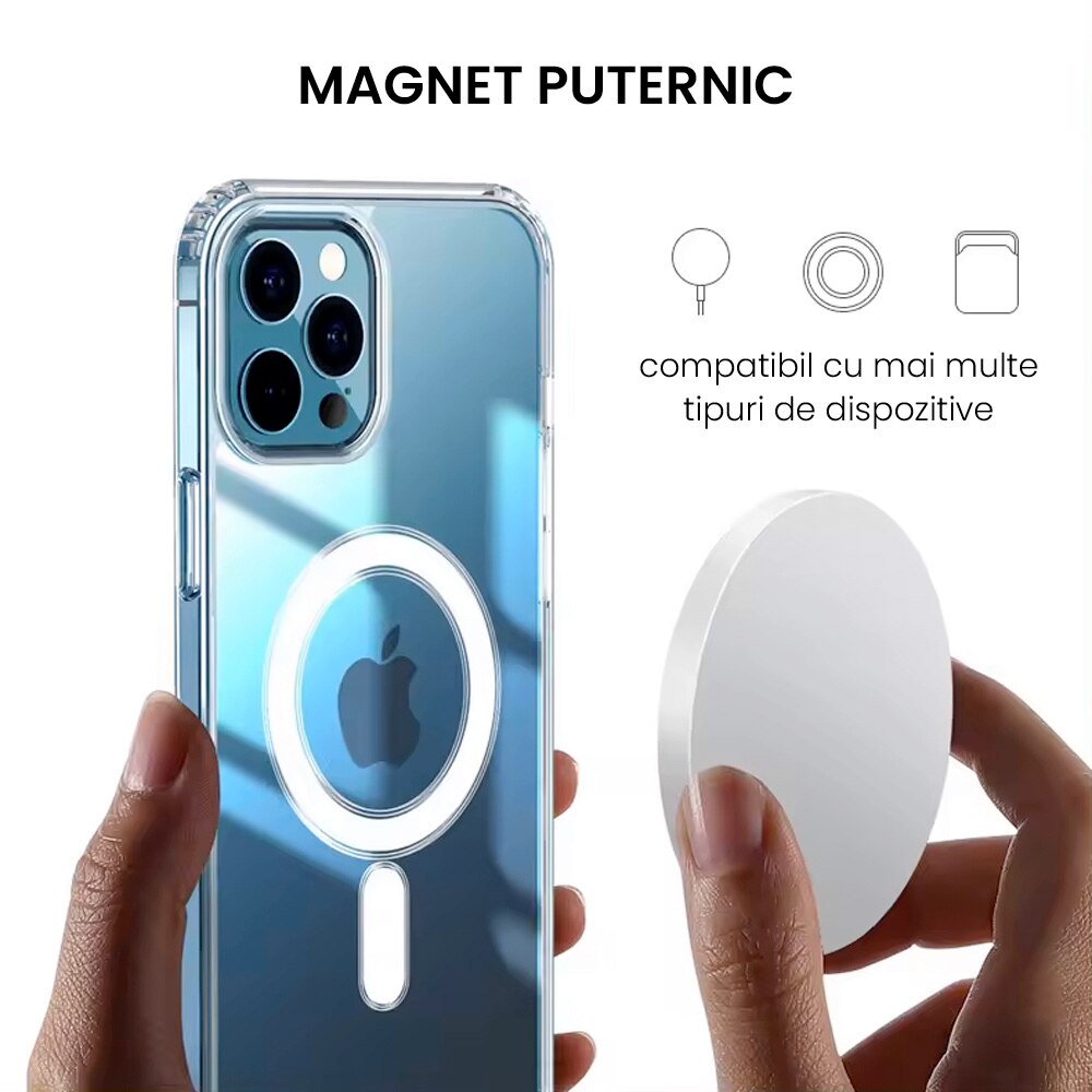 Husa de protectie pentru Iphone 13 Pro, Clear Case with Magsafe, Hybrid, Antisoc