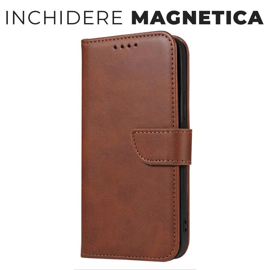Husa pentru Motorola Moto G06 4G Daden® Wallet Flip Leather, Tip Carte, Antisoc, Inchidere magnetica, Buzunar card, Calitate Premium, Maro