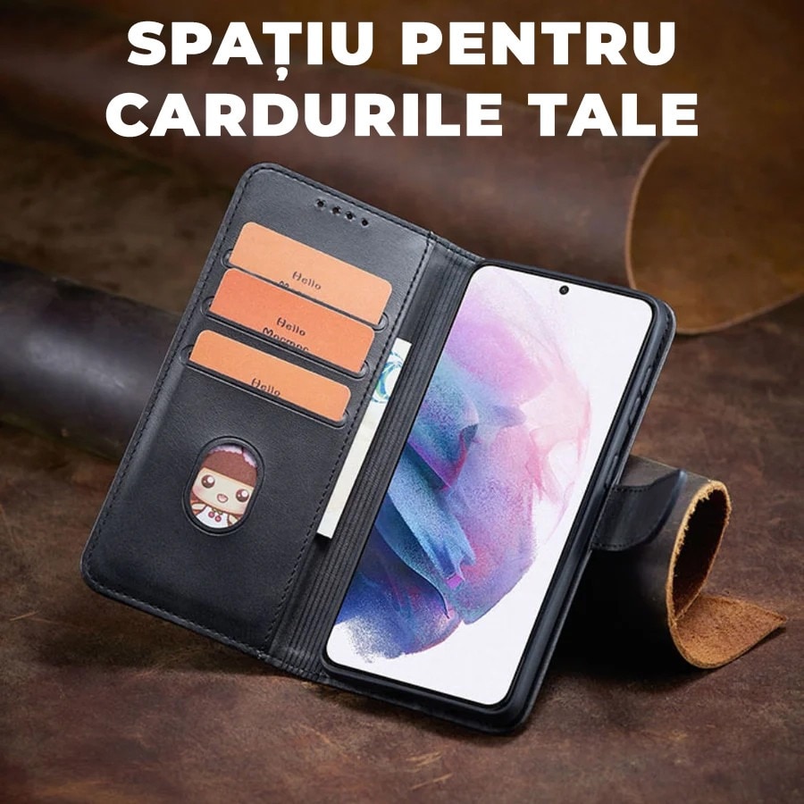 Husa pentru Motorola Moto G06 4G Daden® Wallet Flip Leather, Tip Carte, Antisoc, Inchidere magnetica, Buzunar card, Calitate Premium, Maro