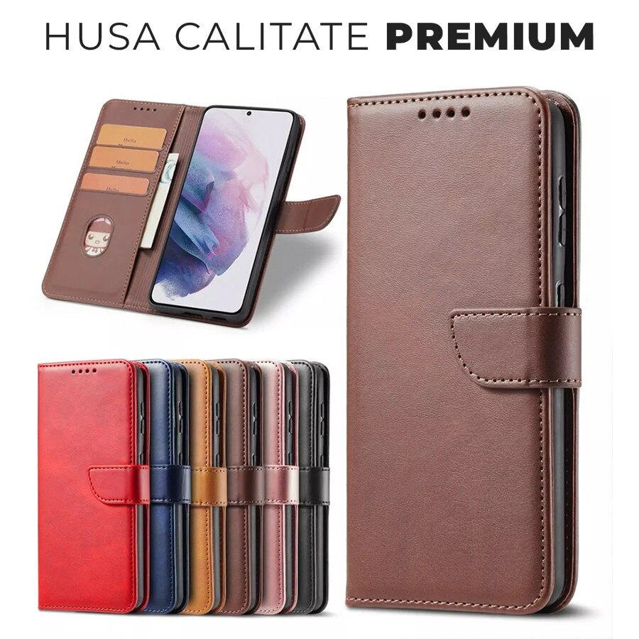 Husa pentru Motorola Moto G06 4G Daden® Wallet Flip Leather, Tip Carte, Antisoc, Inchidere magnetica, Buzunar card, Calitate Premium, Maro