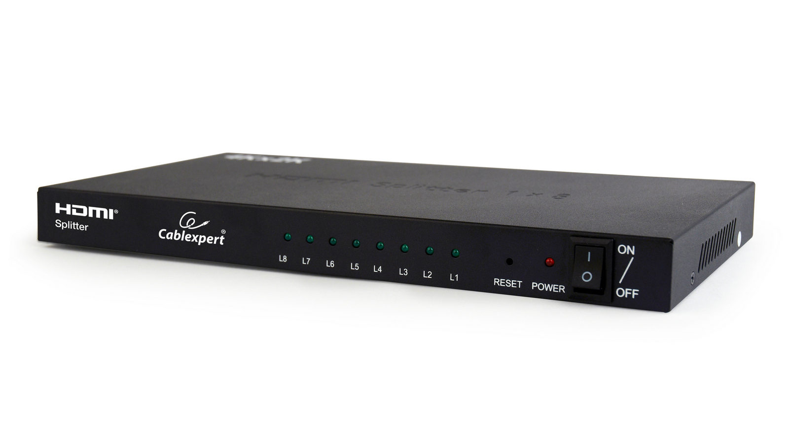 Splitter HDMI pentru sali de conferinte Gembird DSP-8PH4-03, 8 porturi, 4K, suport 3D, amplificator semnal, carcasa din otel