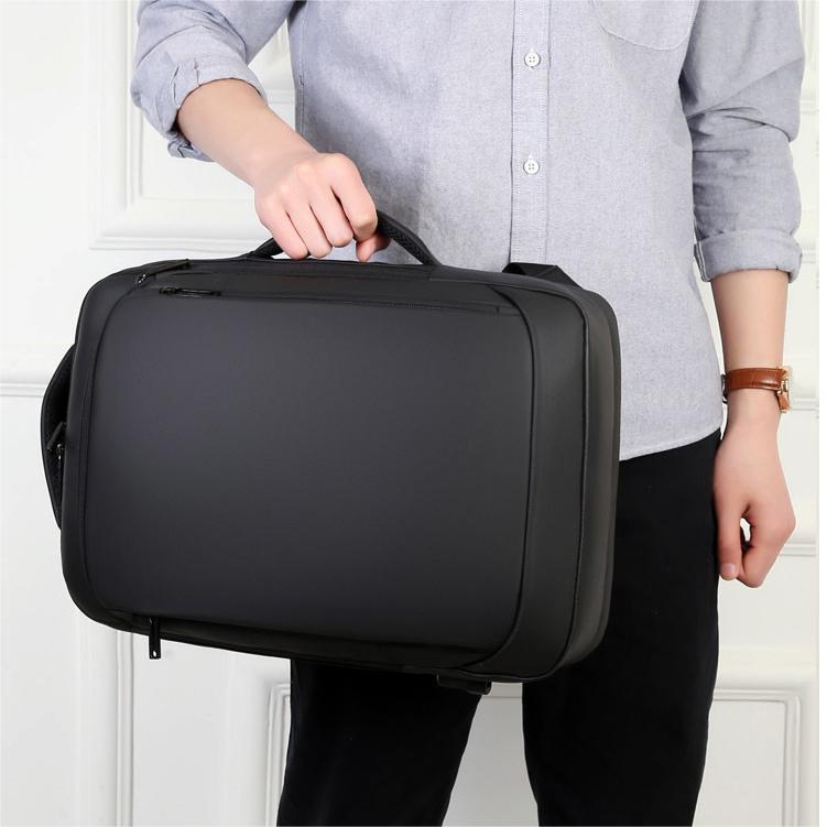 Ghiozdan laptop, AEWOYAD, Fibre sintetice/Lana, 15.6'', Impermeabil 42x30x12 cm, Negru