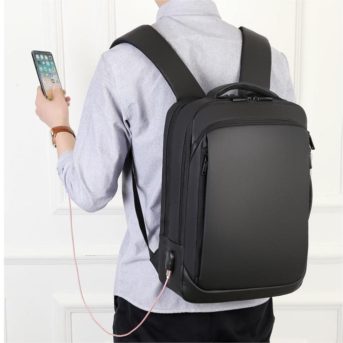 Ghiozdan laptop, AEWOYAD, Fibre sintetice/Lana, 15.6'', Impermeabil 42x30x12 cm, Negru