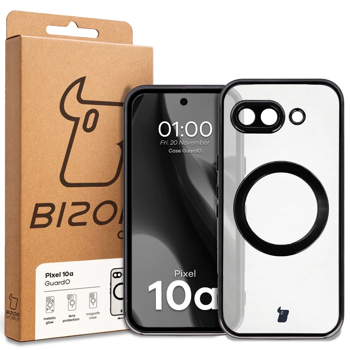 Husa cu protectie pentru camera pentru Magsafe Bizon Case GuardO pentru Google Pixel 10a, Negru
