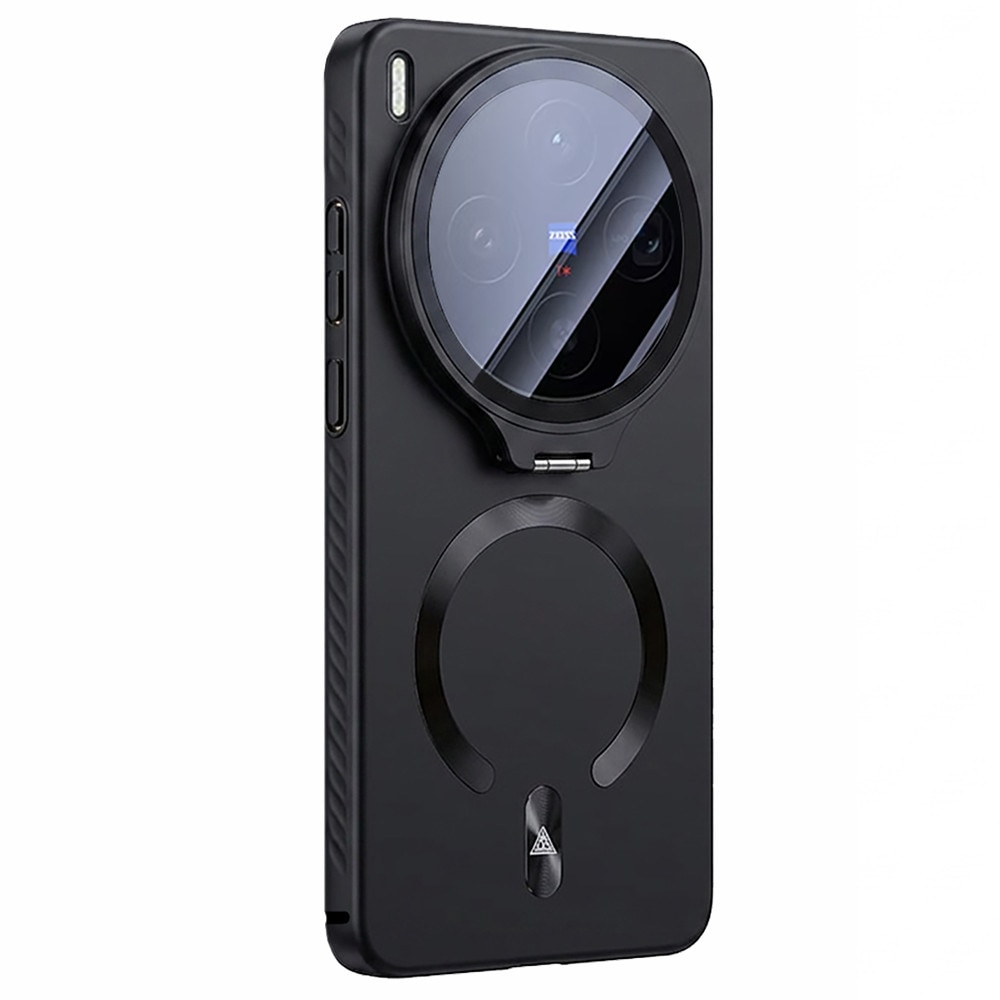 Husa etui XGSM pentru Vivo X300 Ultra, protectie din sticla pentru modulul camerei si functie suport, compatibila MagSafe, rezistenta la socuri, negru, 1 buc