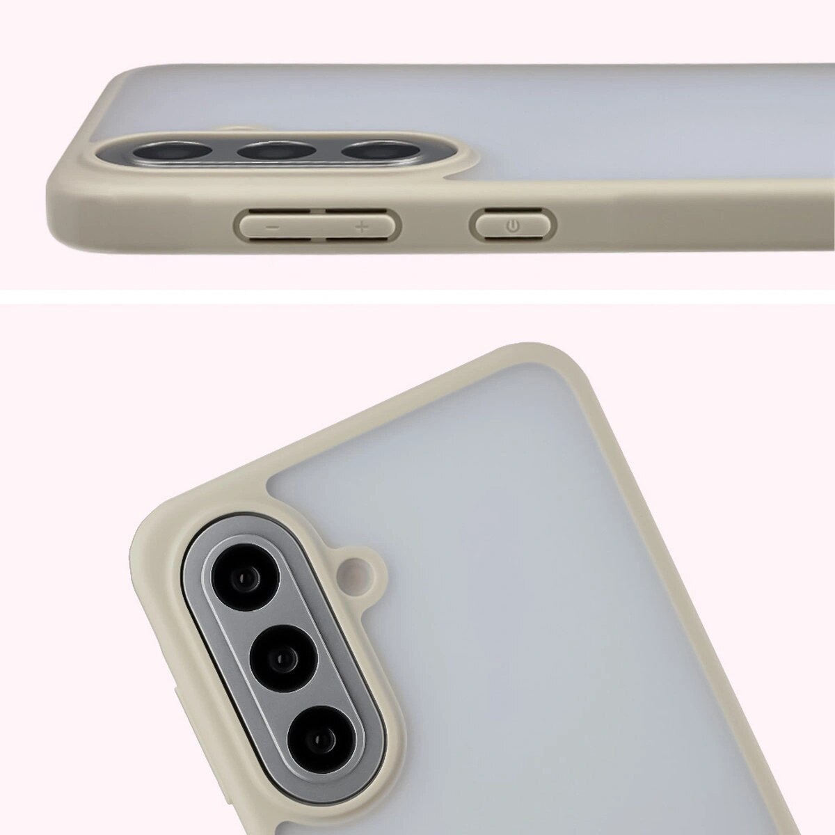 Husa, Bizon Case Angelo pentru Samsung Galaxy A57 5G, Semi-Transparent Cu Rama Bej