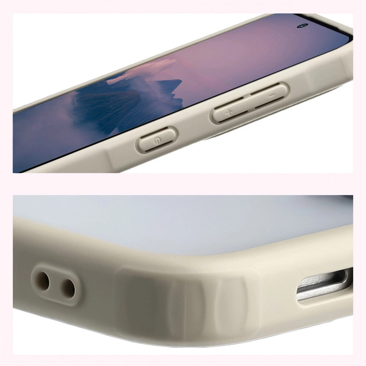 Husa, Bizon Case Angelo pentru Samsung Galaxy A57 5G, Semi-Transparent Cu Rama Bej