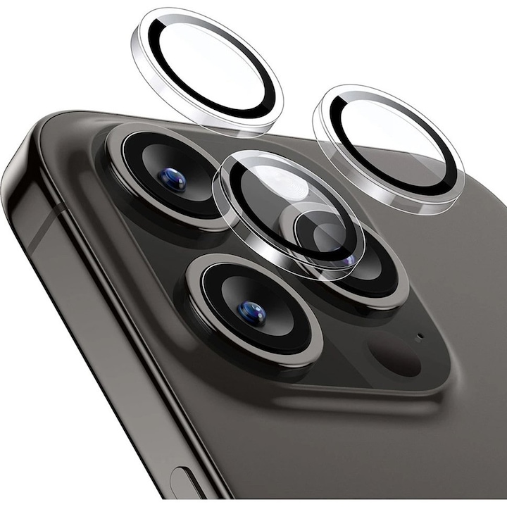 Folie sticla securizata Powertech pentru camera iPhone 15 Pro 15 Pro Max transparenta
